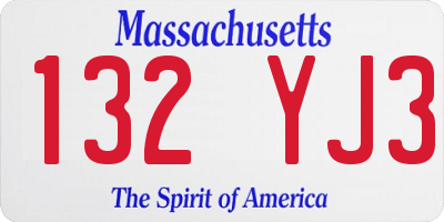 MA license plate 132YJ3