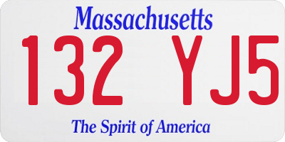 MA license plate 132YJ5