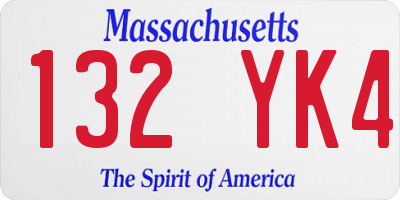 MA license plate 132YK4