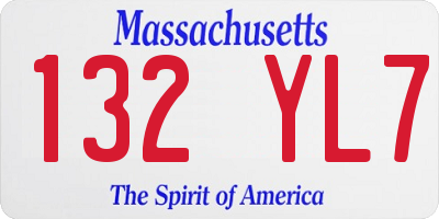 MA license plate 132YL7