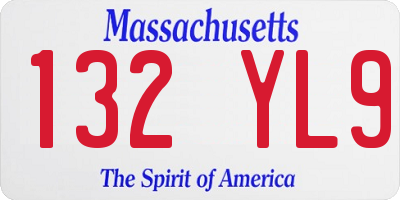 MA license plate 132YL9