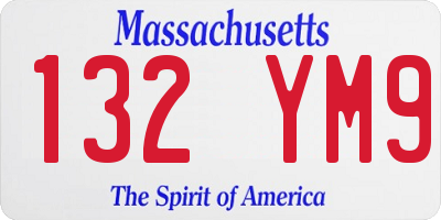 MA license plate 132YM9