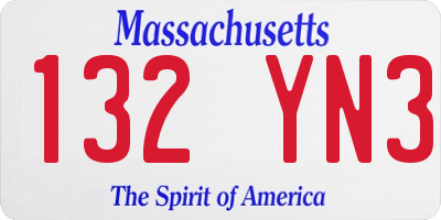 MA license plate 132YN3