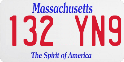 MA license plate 132YN9
