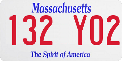 MA license plate 132YO2