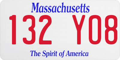 MA license plate 132YO8