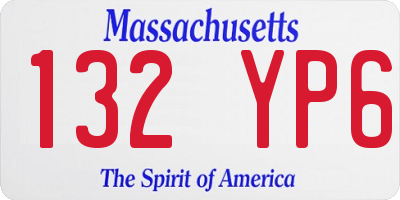 MA license plate 132YP6