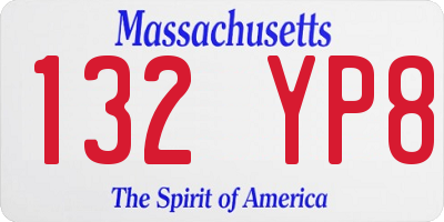 MA license plate 132YP8