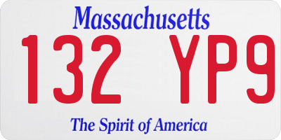 MA license plate 132YP9
