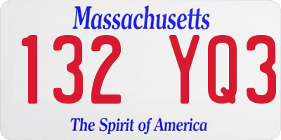 MA license plate 132YQ3