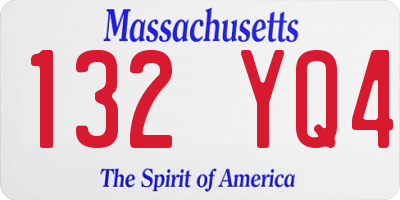 MA license plate 132YQ4