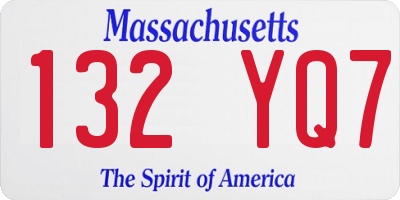 MA license plate 132YQ7