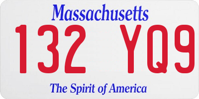 MA license plate 132YQ9