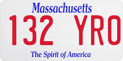 MA license plate 132YR0
