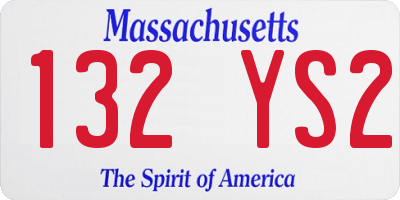 MA license plate 132YS2