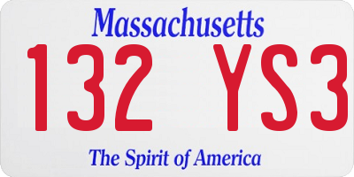 MA license plate 132YS3