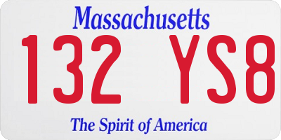 MA license plate 132YS8
