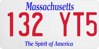 MA license plate 132YT5