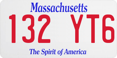 MA license plate 132YT6
