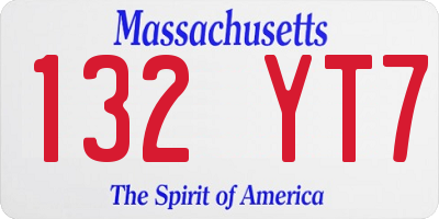 MA license plate 132YT7