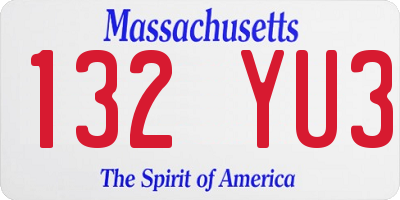 MA license plate 132YU3