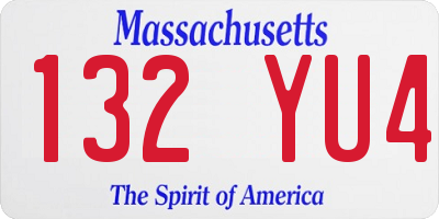 MA license plate 132YU4