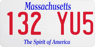 MA license plate 132YU5