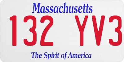 MA license plate 132YV3