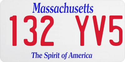 MA license plate 132YV5