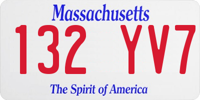 MA license plate 132YV7