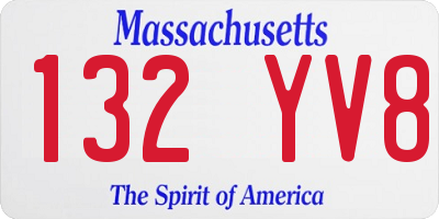 MA license plate 132YV8