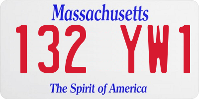 MA license plate 132YW1