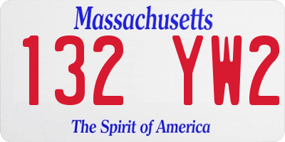 MA license plate 132YW2