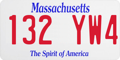 MA license plate 132YW4