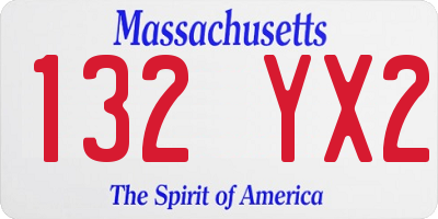 MA license plate 132YX2