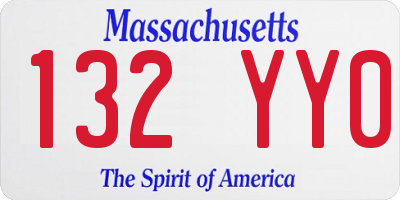 MA license plate 132YY0
