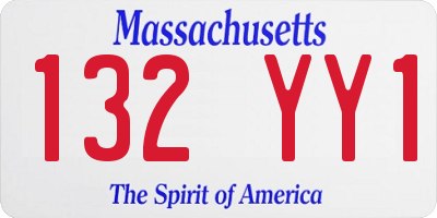MA license plate 132YY1