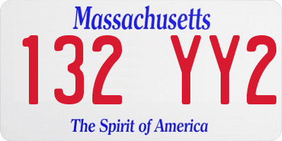 MA license plate 132YY2