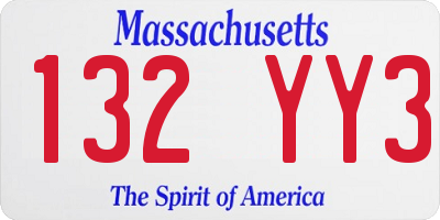MA license plate 132YY3