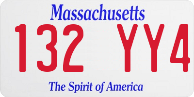 MA license plate 132YY4