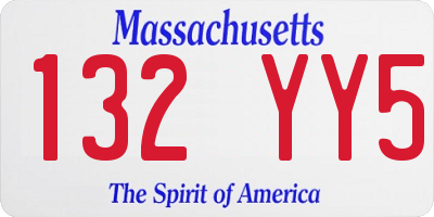 MA license plate 132YY5