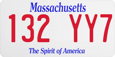 MA license plate 132YY7