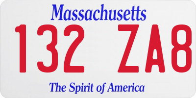 MA license plate 132ZA8