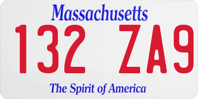 MA license plate 132ZA9