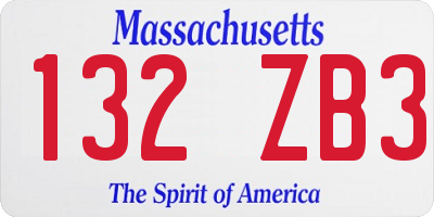 MA license plate 132ZB3
