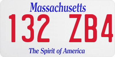 MA license plate 132ZB4