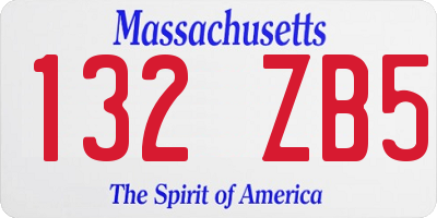 MA license plate 132ZB5