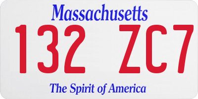 MA license plate 132ZC7