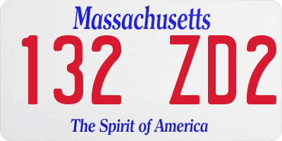 MA license plate 132ZD2