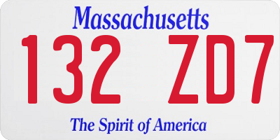 MA license plate 132ZD7